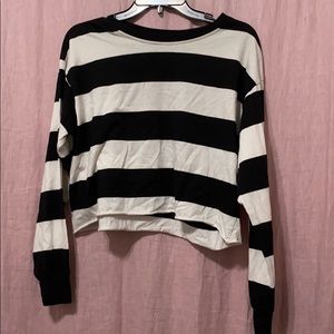 Black and white striped crop top